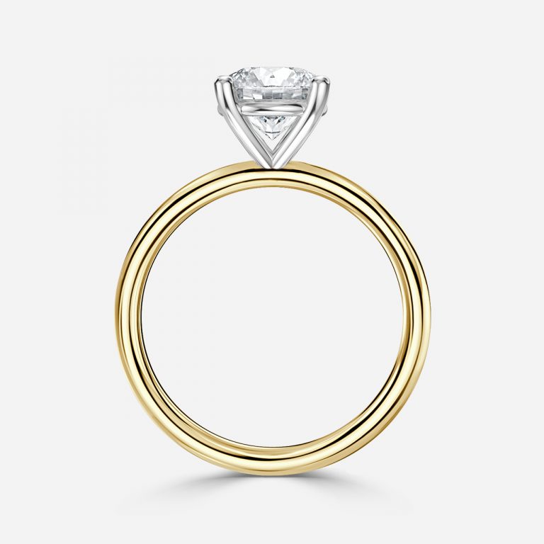 Magalie Round Two Tone Solitaire Moissanite Engagement Ring