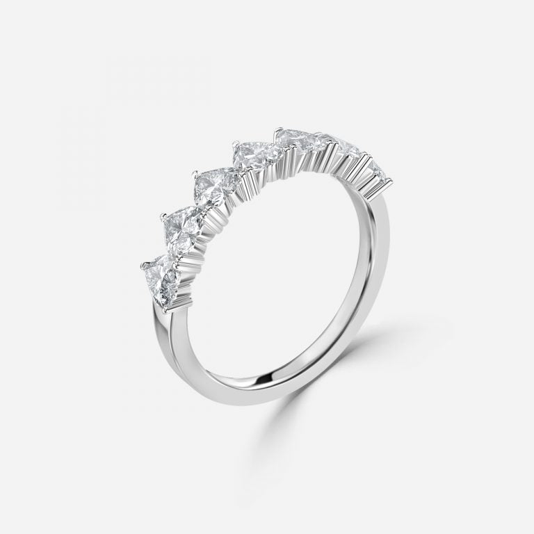 7 Stone Heart Moissanite Anniversary Band