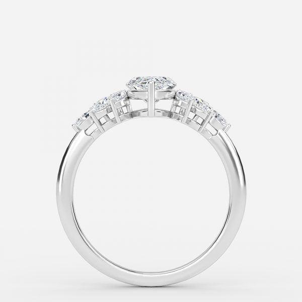 Clarity Marquise Three Stone Moissanite Engagement Ring
