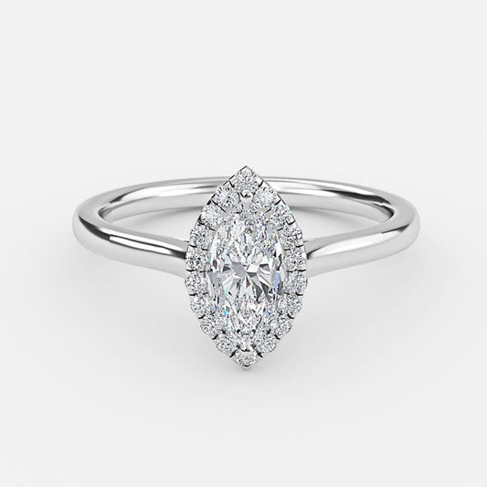 Joliette Marquise Halo Moissanite Engagement Ring