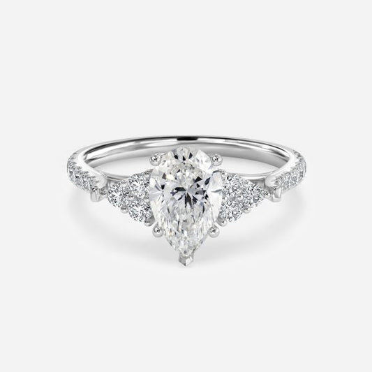 Galatea Pear Three Stone Moissanite Engagement Ring