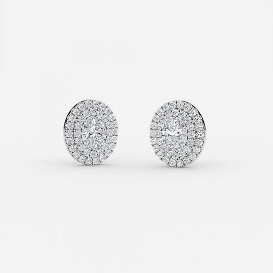 Oval Moissanite Double Halo Earrings