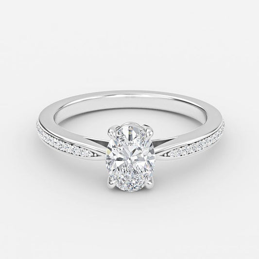 Isolde Oval Diamond Band Moissanite Engagement Ring