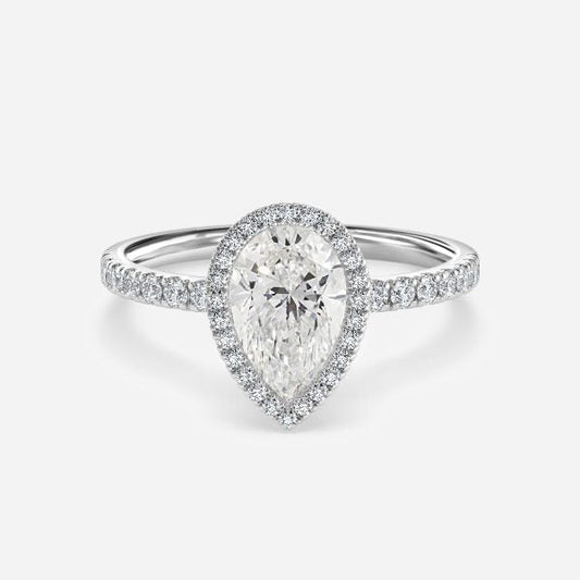 Tatienne Pear Halo Moissanite Engagement Ring