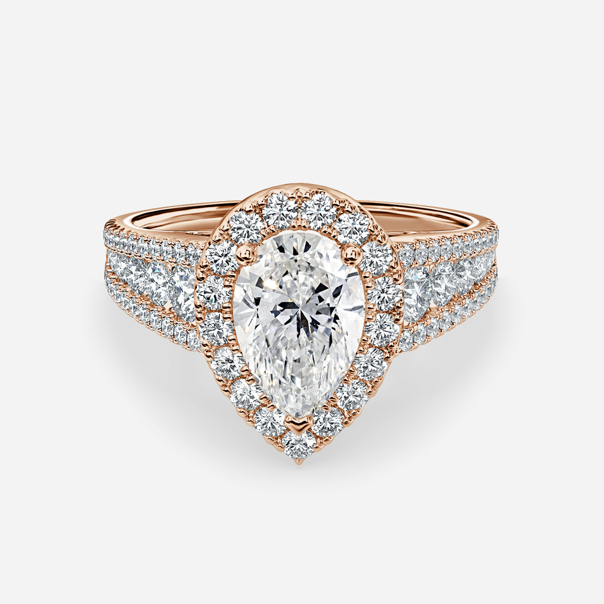 Ember Pear Halo Moissanite Engagement Ring