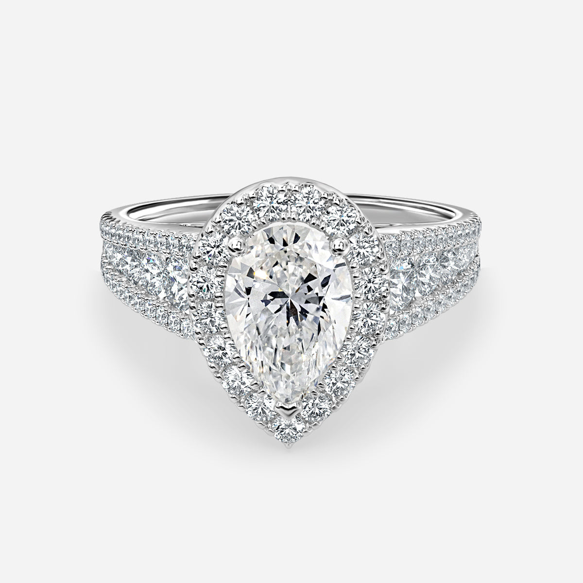 Ember Pear Halo Moissanite Engagement Ring