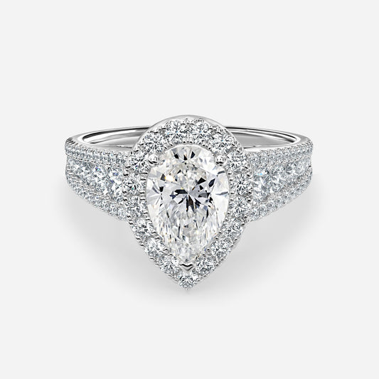 Ember Pear Halo Moissanite Engagement Ring