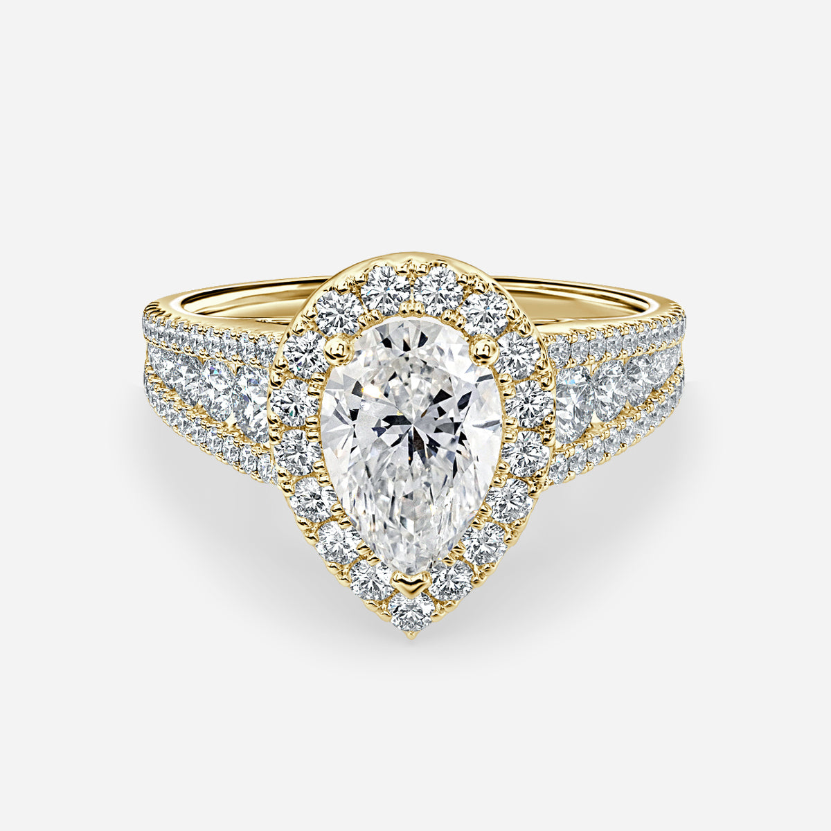 Ember Pear Halo Moissanite Engagement Ring