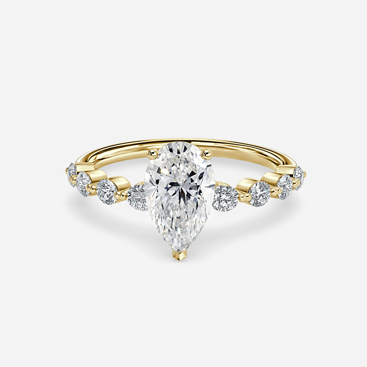 Philippa Pear Unique Moissanite Engagement Ring