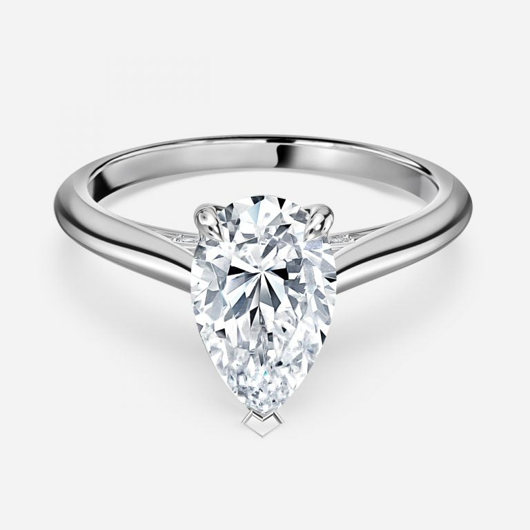 Saffron Pear Hidden Halo Moissanite Engagement Ring