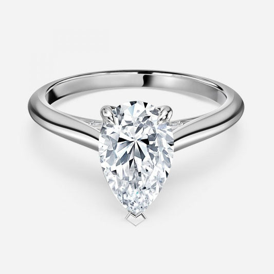 Saffron Pear Hidden Halo Moissanite Engagement Ring