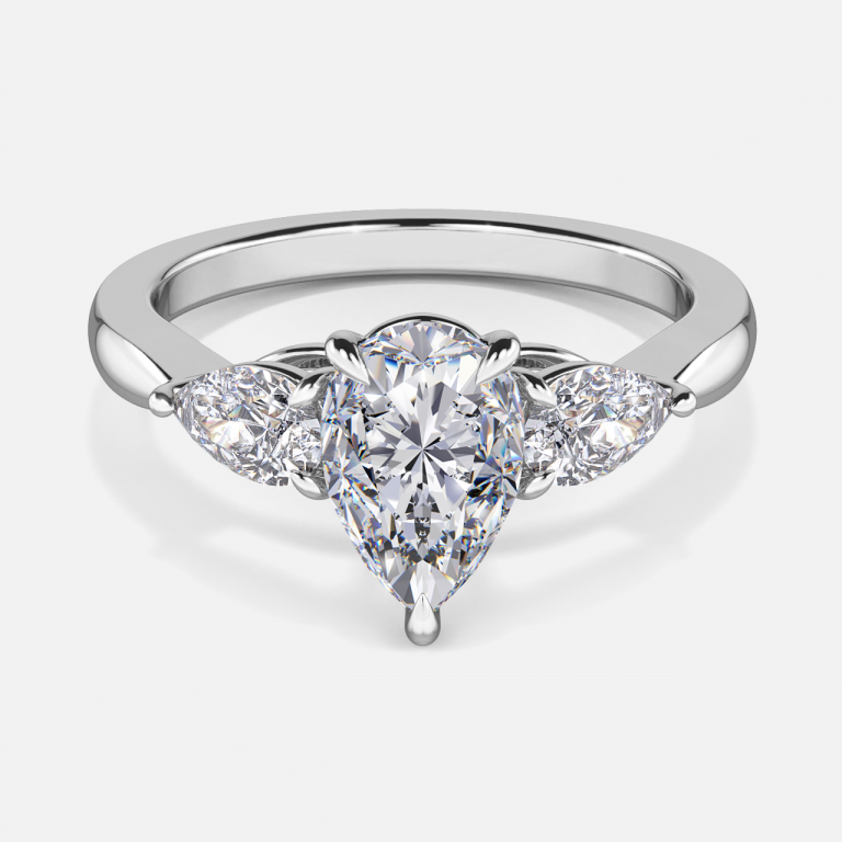 Tierney Pear Hidden Halo Moissanite Engagement Ring