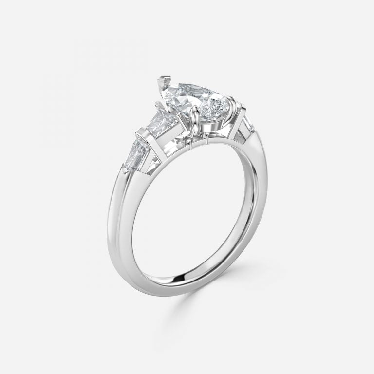 1.50ct Maida Pear Three Stone Moissanite Engagement Ring in 925 Sterling Silver