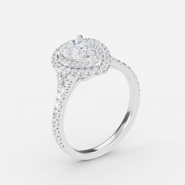 Afton Pear Halo Moissanite Engagement Ring