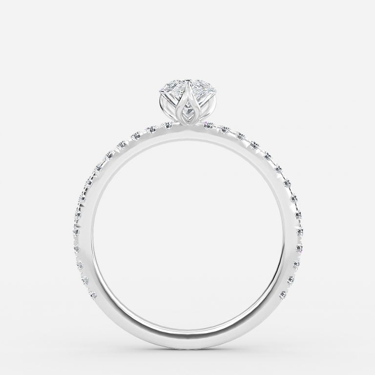 Tamara Pear Diamond Band Moissanite Engagement Ring
