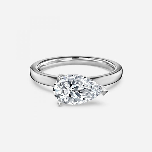 Evora Pear Solitaire Moissanite Engagement Ring