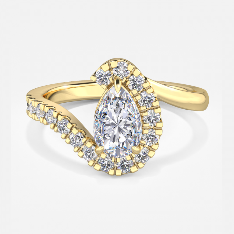 Thalassa Pear Three Stone Moissanite Engagement Ring