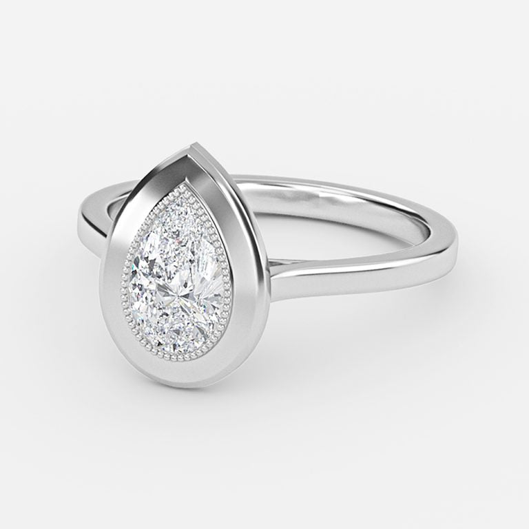 Amelie Pear Bezel Moissanite Engagement Ring