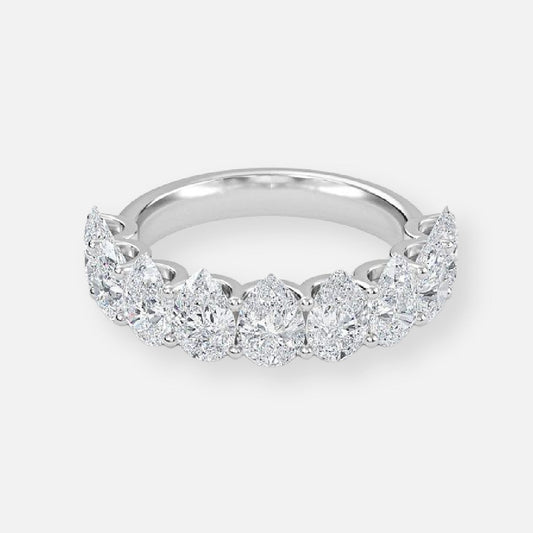 9 Stone Pear Moissanite Anniversary Band