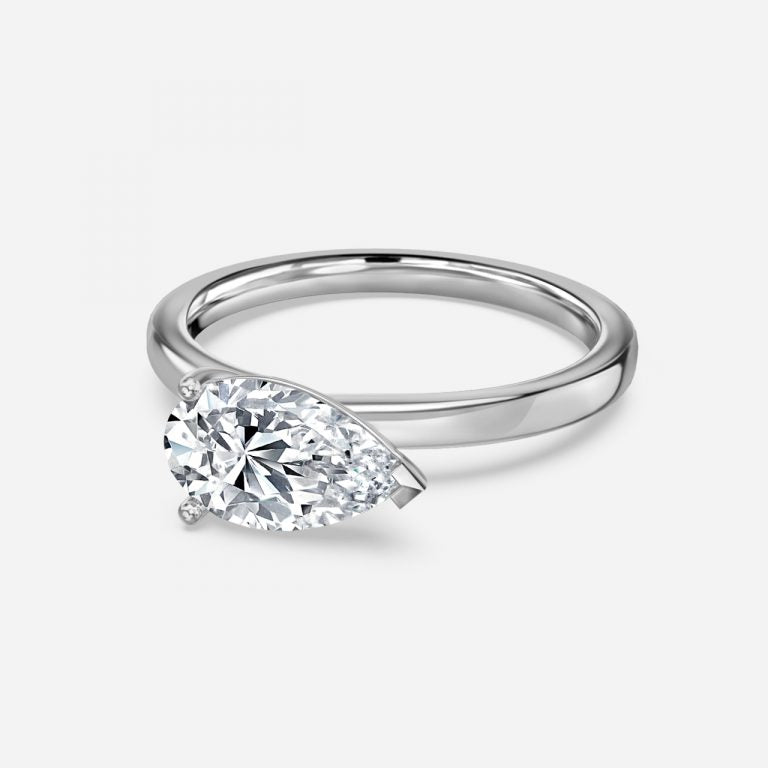 Evora Pear Solitaire Moissanite Engagement Ring