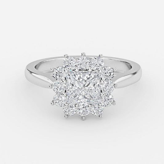 Vesper Princess Cluster Moissanite Engagement Ring
