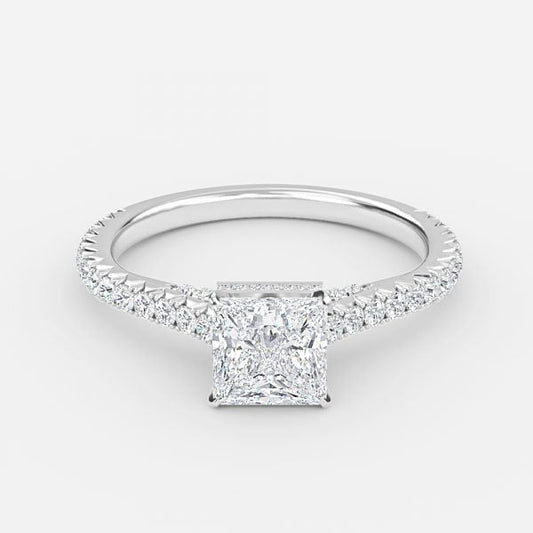 Devi Princess Hidden Halo Moissanite Engagement Ring