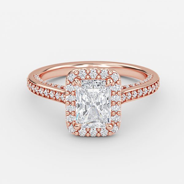 Clementine Radiant Halo Moissanite Engagement Ring
