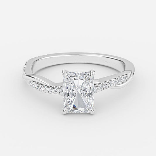Tatiana Radiant Diamond Band Moissanite Engagement Ring