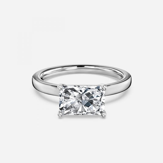 Evora Radiant Solitaire Moissanite Engagement Ring