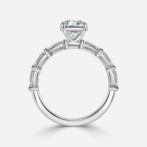 Lark Round Diamond Band Moissanite Engagement Ring