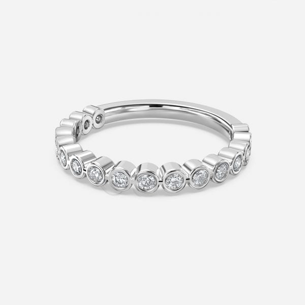 Round Brilliant Bezel Set Moissanite Stackable Ring