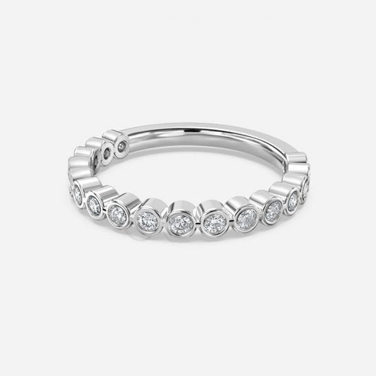 Round Brilliant Bezel Set Moissanite Stackable Ring