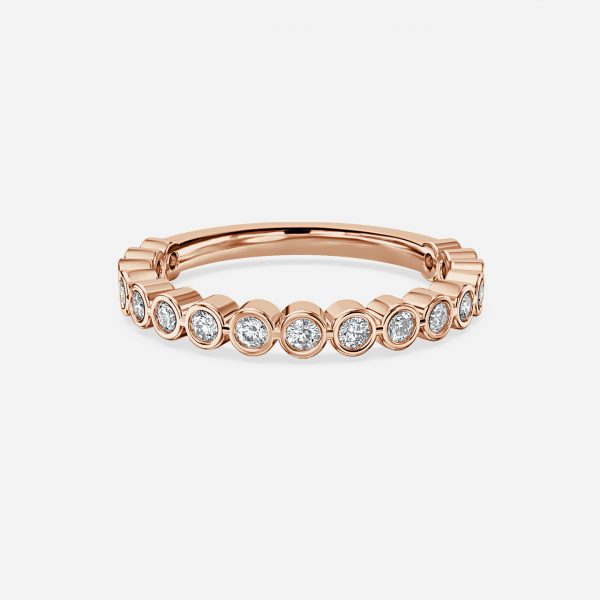 Round Brilliant Bezel Set Moissanite Stackable Ring