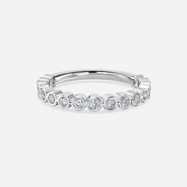 Round Brilliant Bezel Set Moissanite Stackable Ring
