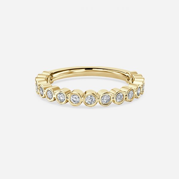 Round Brilliant Bezel Set Moissanite Stackable Ring