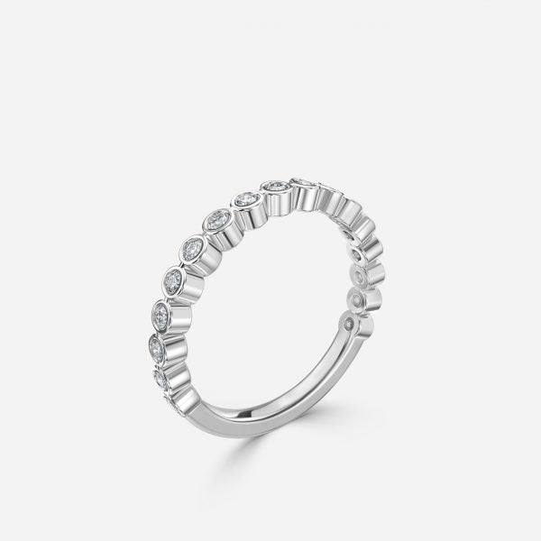 Round Brilliant Bezel Set Moissanite Stackable Ring