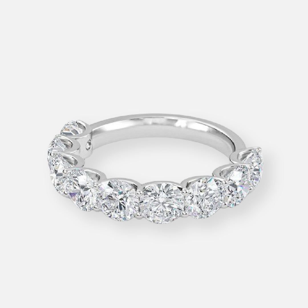 5.00ct Round 9 Stone Moissanite Anniversary Band in 10K White Gold