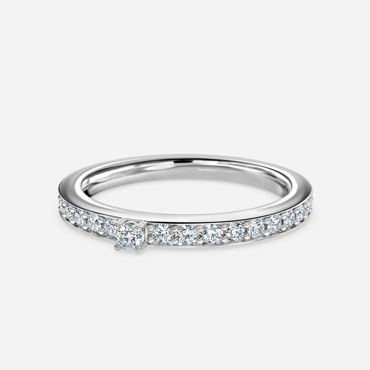 Channel Set Round Moissanite Wedding Ring
