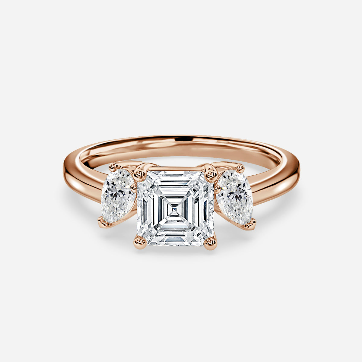 Jael Asscher Three Stone Moissanite Engagement Ring