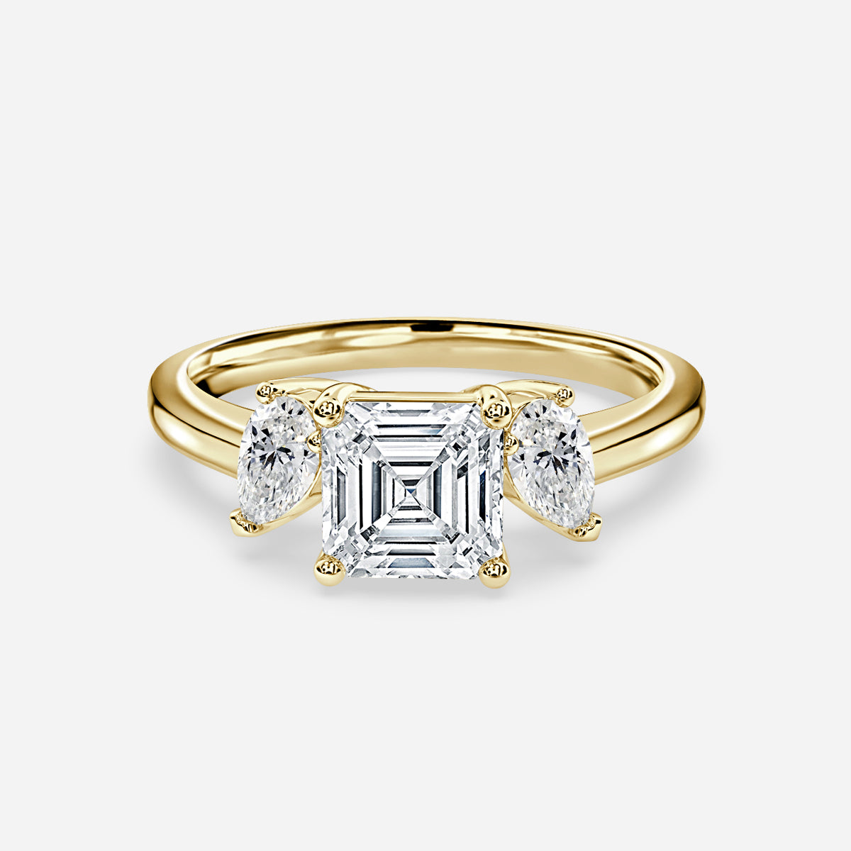 Jael Asscher Three Stone Moissanite Engagement Ring