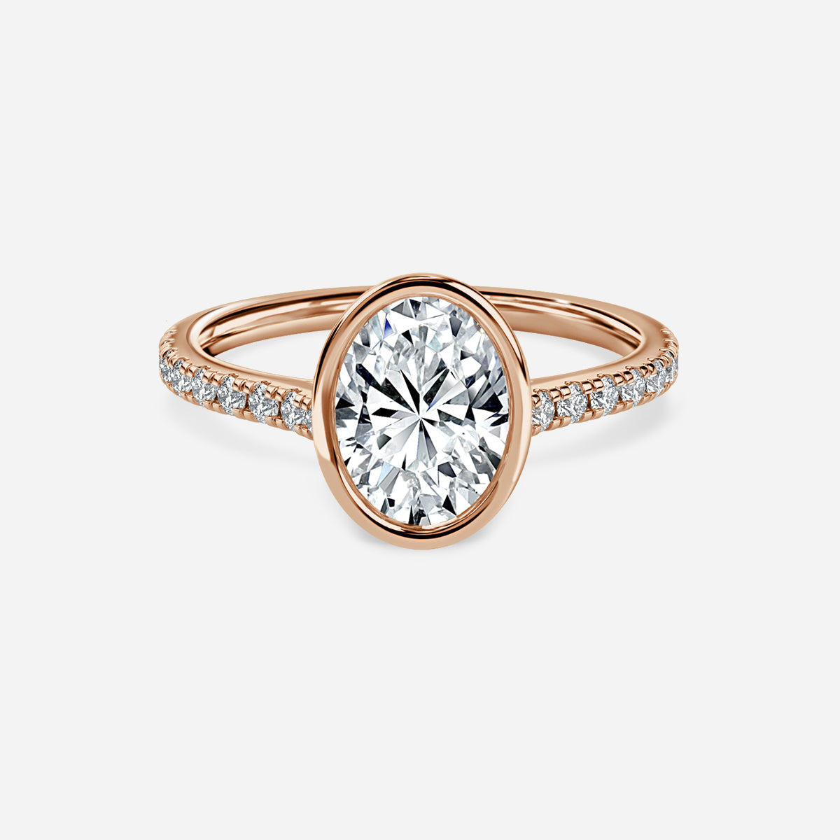 Arabella Oval Diamond Band Moissanite Engagement Ring