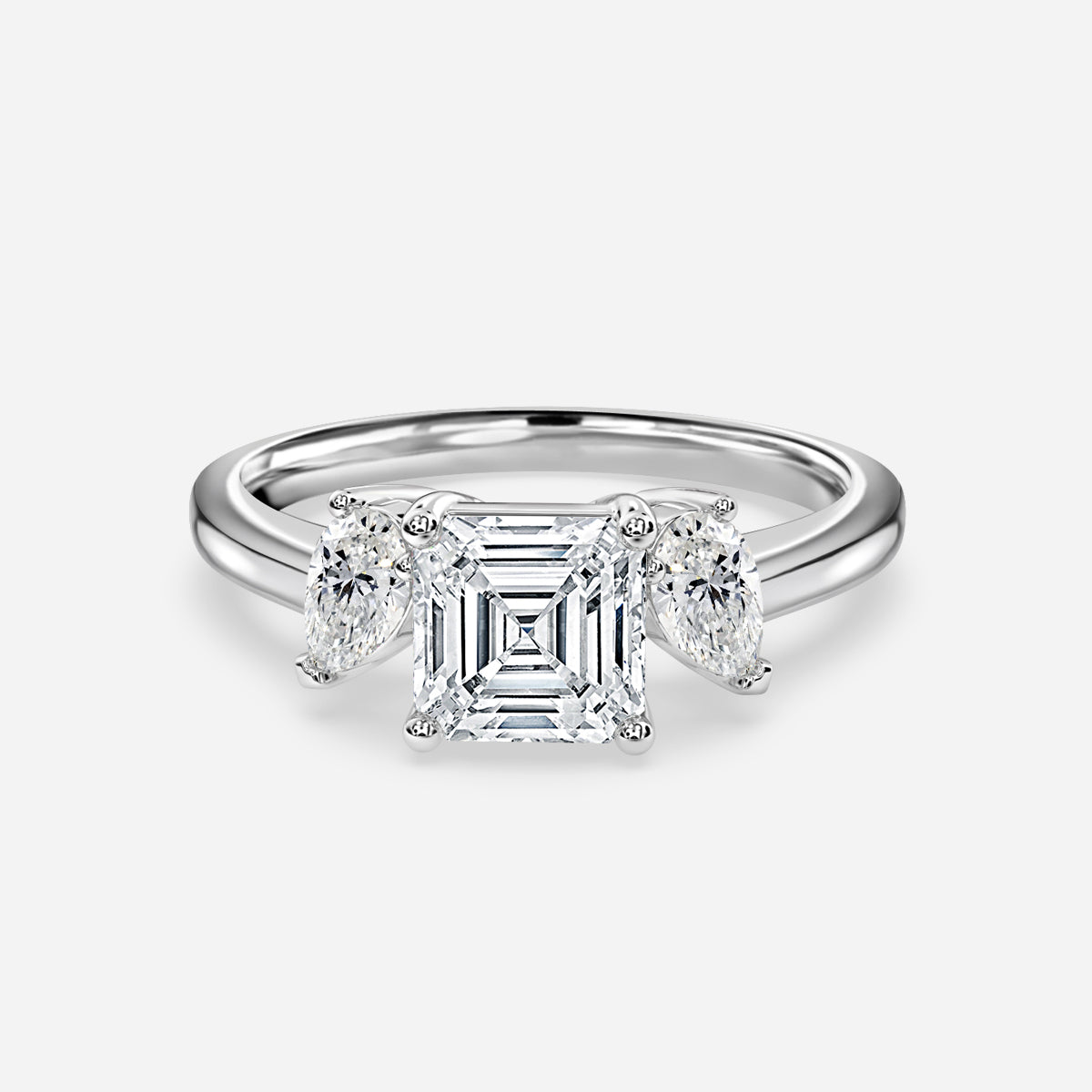 Jael Asscher Three Stone Moissanite Engagement Ring