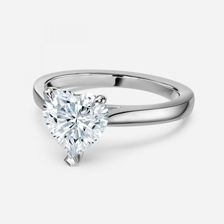 Peony Heart Solitaire Moissanite Engagement Ring