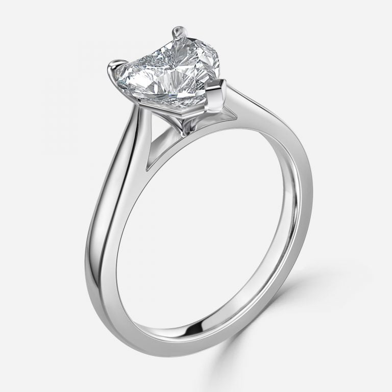 Peony Heart Solitaire Moissanite Engagement Ring