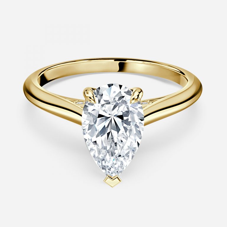 Saffron Pear Hidden Halo Moissanite Engagement Ring