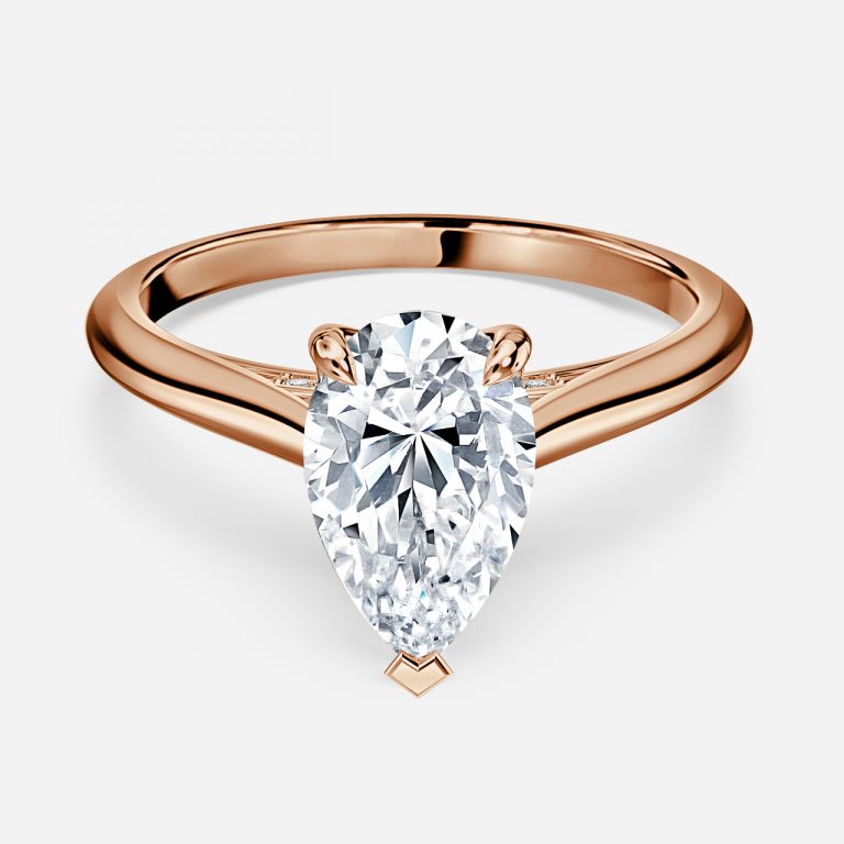 Saffron Pear Hidden Halo Moissanite Engagement Ring