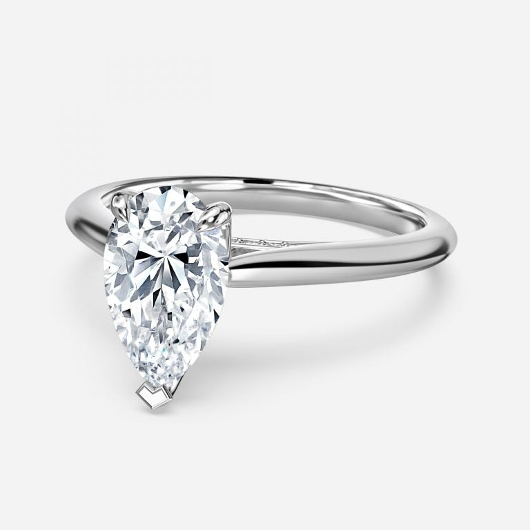Saffron Pear Hidden Halo Moissanite Engagement Ring