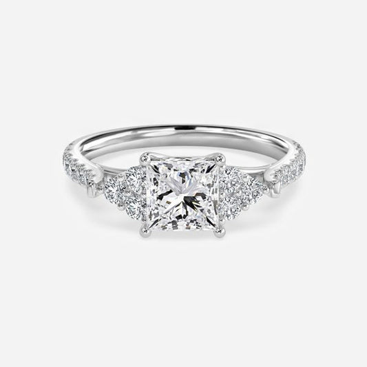 Galatea Princess Three Stone Moissanite Engagement Ring