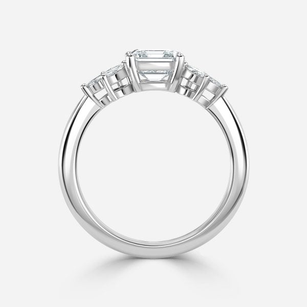 Anong Asscher Three Stone Moissanite Engagement Ring