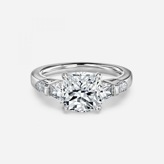 Maida Cushion Three Stone Moissanite Engagement Ring